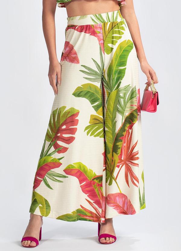 Farm - Calça Viscose Floresta de Cor Bege