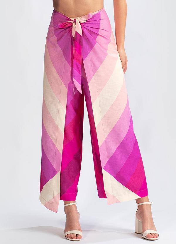 Farm - Calça Viscose Listra Coração Rosa