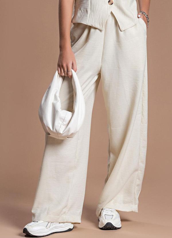 Choyee - Calça Wide com Cós Bege 5