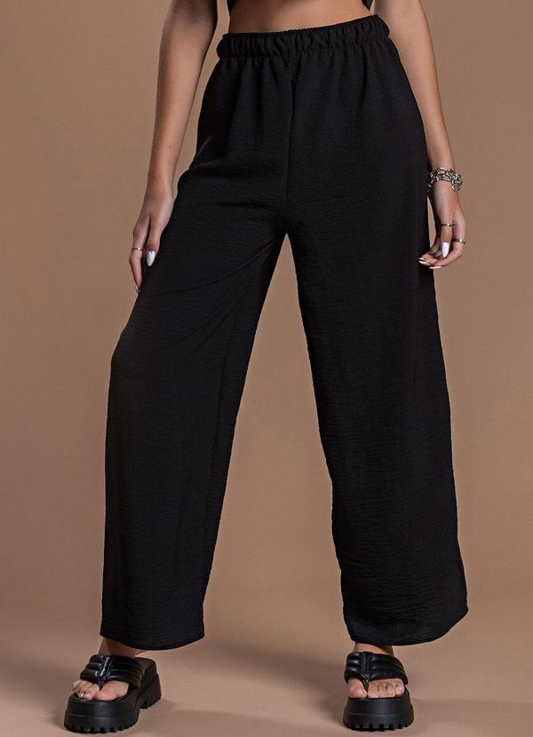 Choyee - Calça Wide com Cós de Elástico Preto