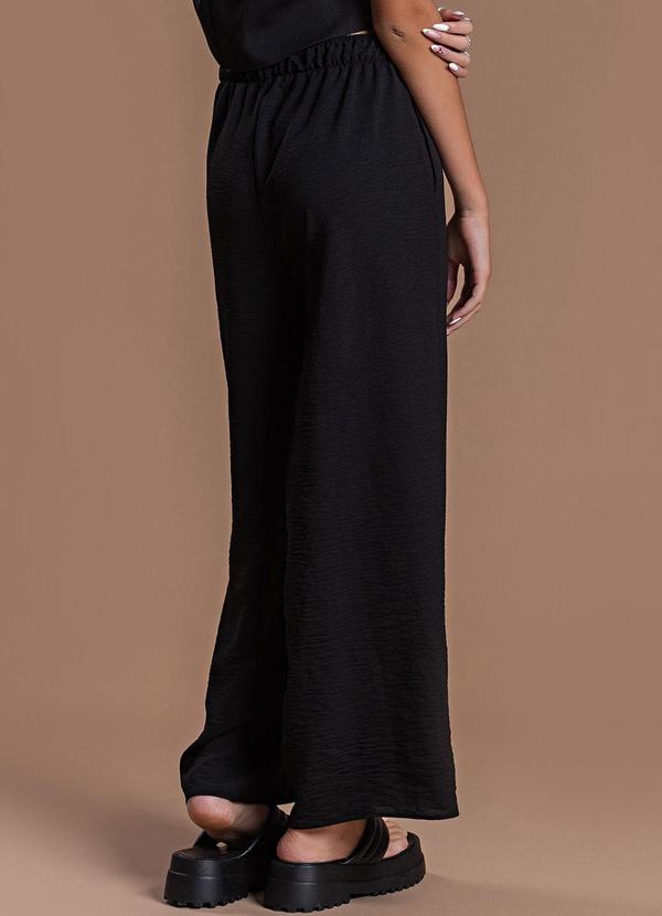 Choyee - Calça Wide com Cós de Elástico Preto 2