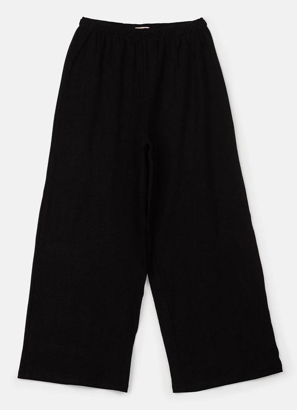 Choyee - Calça Wide com Cós de Elástico Preto 5