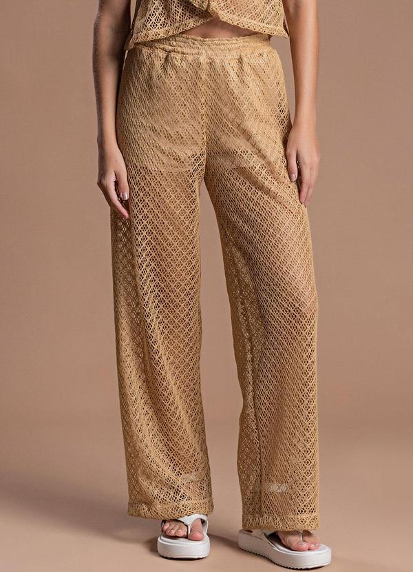 Choyee - Calça Wide em Crochet Marrom