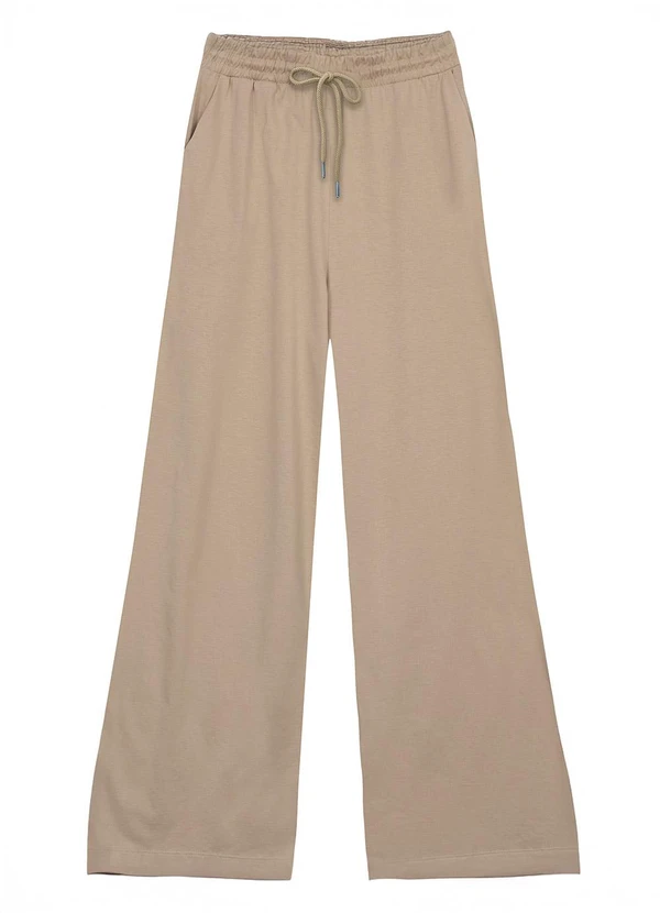 Malwee - Calça Wide Leg com Bolso Areia