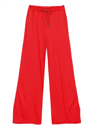 Malwee - Calça Wide Leg com Bolso Vermelho - MALWEE