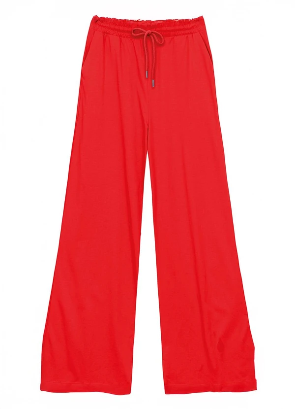 Malwee - Calça Wide Leg com Bolso Vermelho