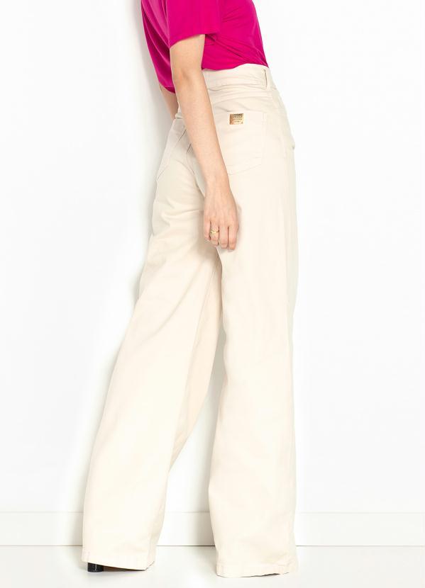 Colcci - Calça Wide Leg de Sarja Bege 2