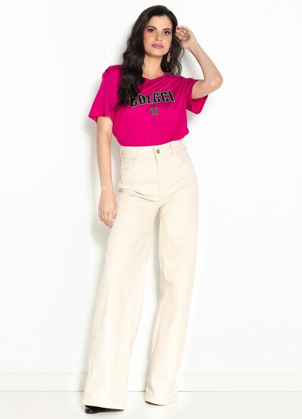 Colcci - Calça Wide Leg de Sarja Bege 3