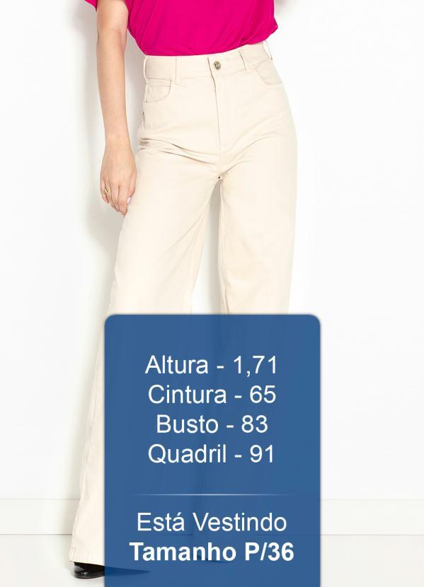 Colcci - Calça Wide Leg de Sarja Bege 5