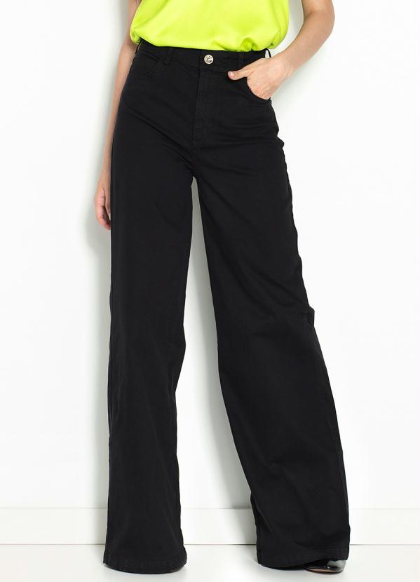 Colcci - Calça Wide Leg de Sarja Preta 1