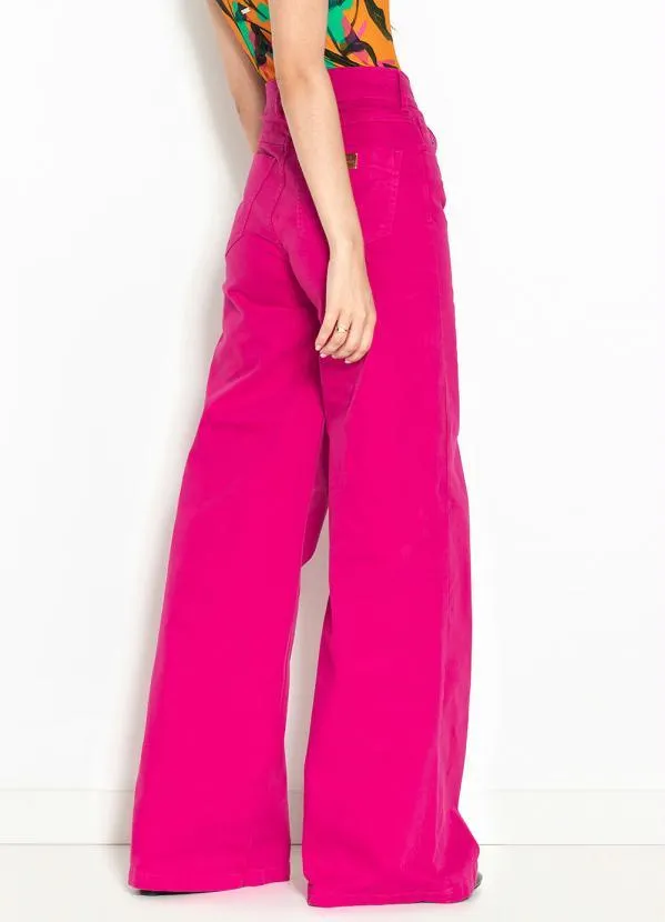 Colcci - Calça Wide Leg de Sarja Rosa 2
