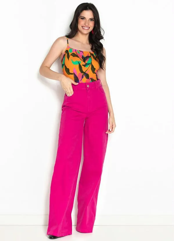 Colcci - Calça Wide Leg de Sarja Rosa 3