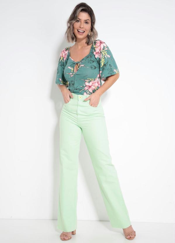 Colcci - Calça Wide Leg de Sarja Verde 2