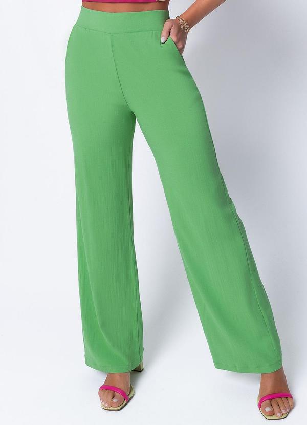 Cativa - Calça Wide Leg de Tecido com Forro Verde 1