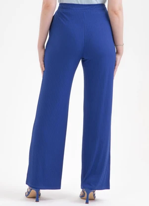 Habana - Calça Wide Leg em Canelado Azul - HABANA