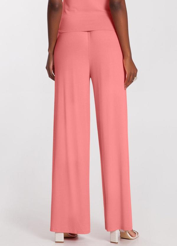 Lunender - Calça Wide Leg em Malha com Bolsos Rosa 2