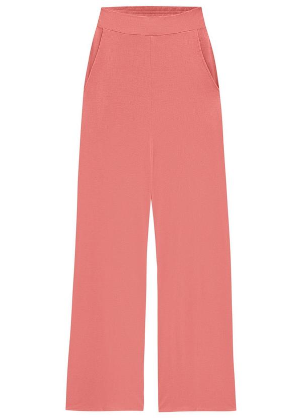 Lunender - Calça Wide Leg em Malha com Bolsos Rosa 5