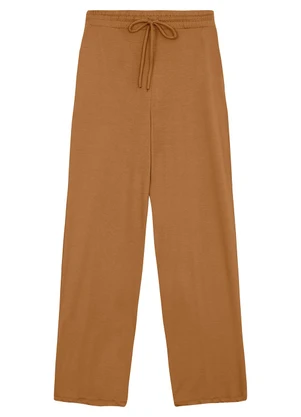 Malwee - Calça Wide Leg em Moletinho Caramelo - MALWEE