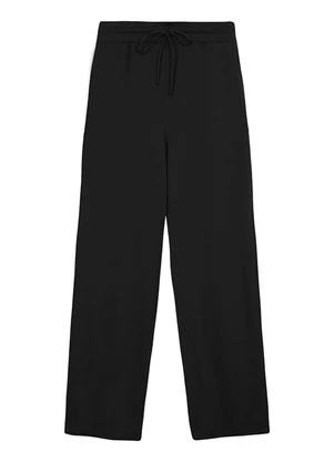 Malwee - Calça Wide Leg em Moletinho Preto - MALWEE