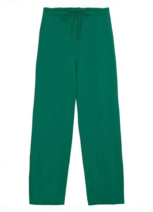 Malwee - Calça Wide Leg em Moletinho Verde
