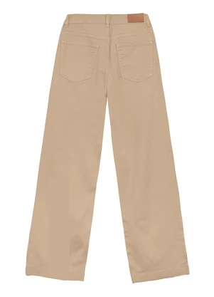 Malwee - Calça Wide Leg em Sarja Mocha Mousse - MALWEE