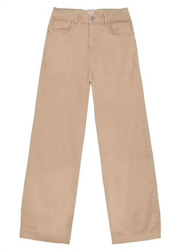 Malwee - Calça Wide Leg em Sarja Mocha Mousse