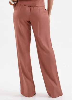 Cativa - Calça Wide Leg em Viscose Marrom - CATIVA