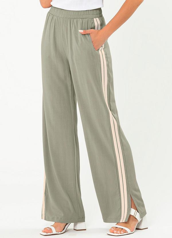 Cativa - Calça Wide Leg em Viscose Verde