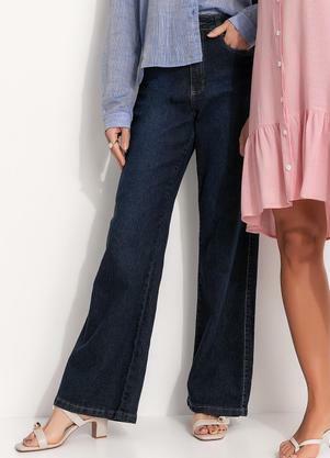 Cala Wide Leg (Jeans Azul Escuro) em Jeans
