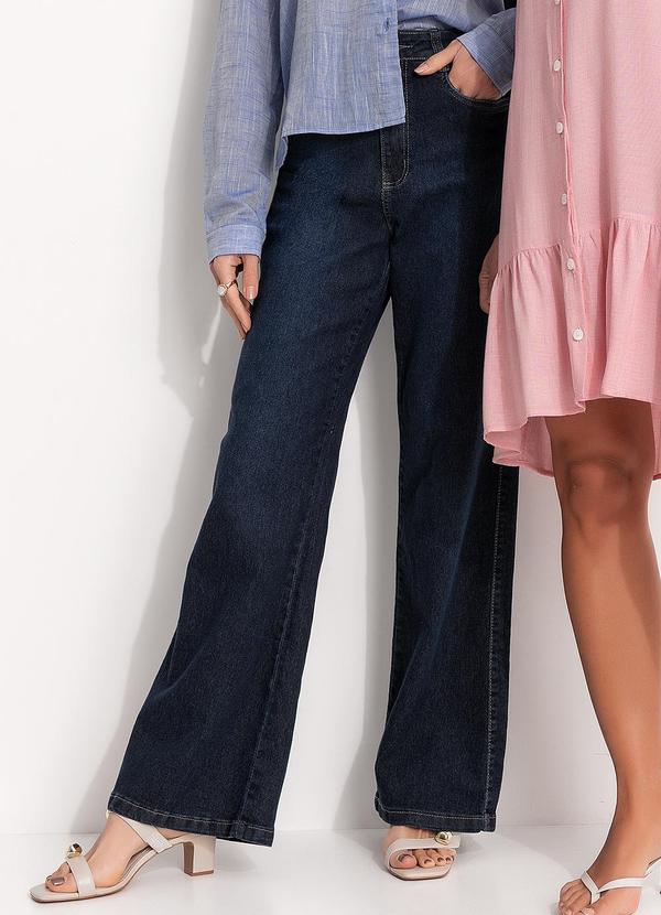 Cala Wide Leg (Jeans Azul Escuro) em Jeans