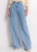 Cala Wide Leg Jeans Claro em Jeans