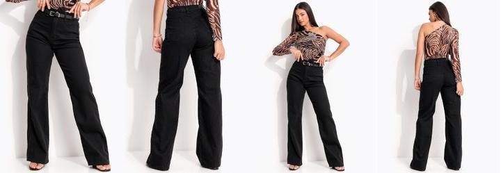 Cala Wide Leg Jeans Preto