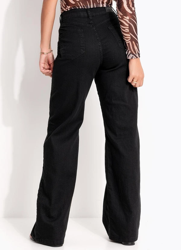 Quintess - Calça Wide Leg Jeans Preto 2