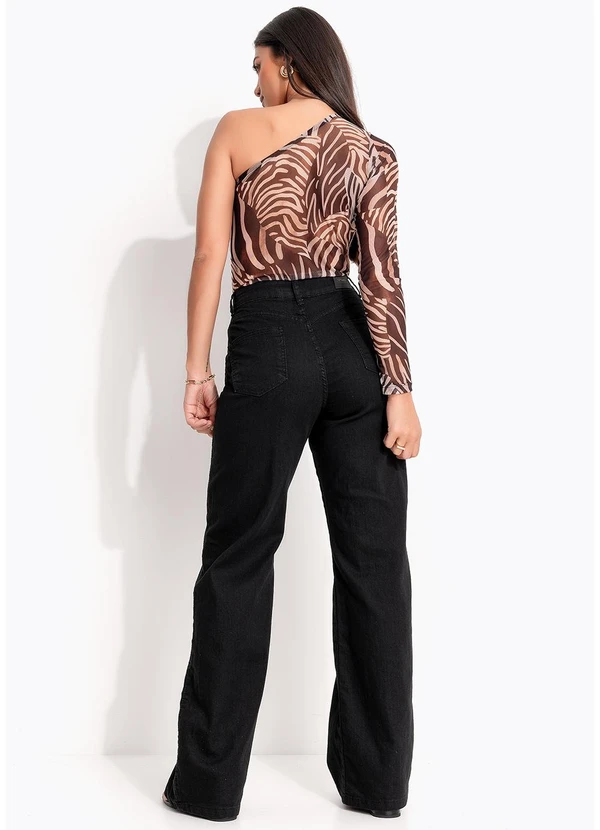 Quintess - Calça Wide Leg Jeans Preto 5