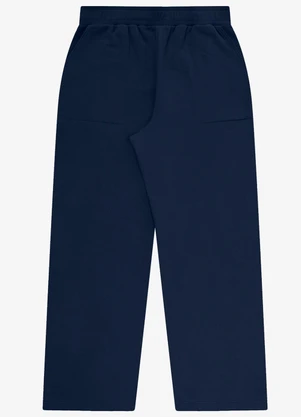 Rovitex - Calça Wide Leg Moletom Peluciado Básico Azul - ROVITEX