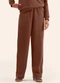 Rovitex - Calça Wide Leg Moletom Peluciado Básico Bege - variação: Marrom
