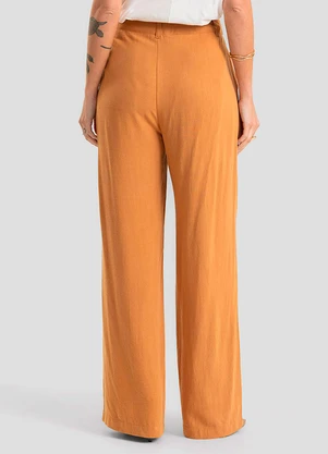 Dianna - Calça Wide Leg Tecido Linho Strong Marrom - DIANNA