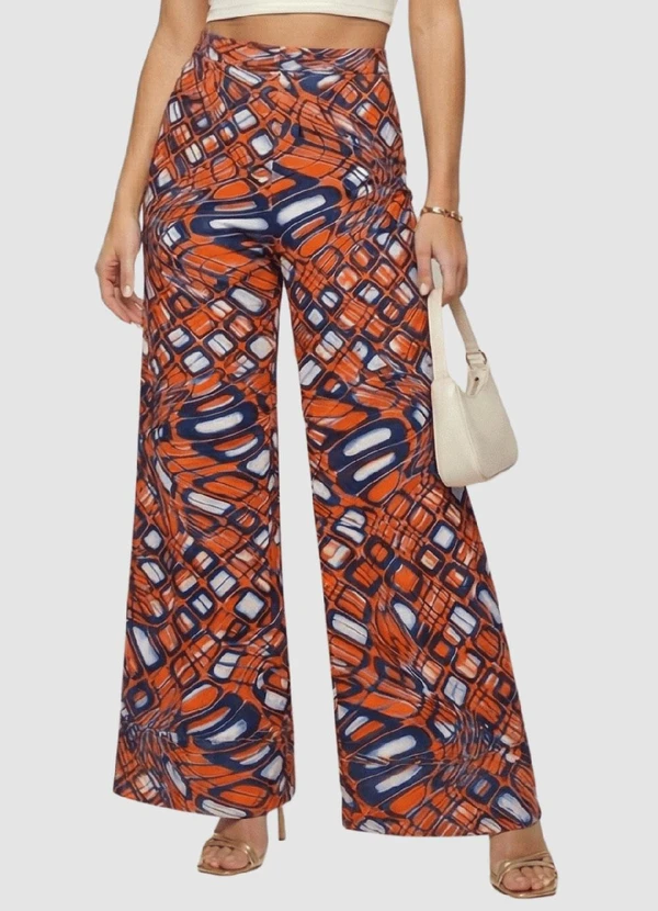 Yends Fashion - Calça Wide Leg Viscose Fem Geo Lar