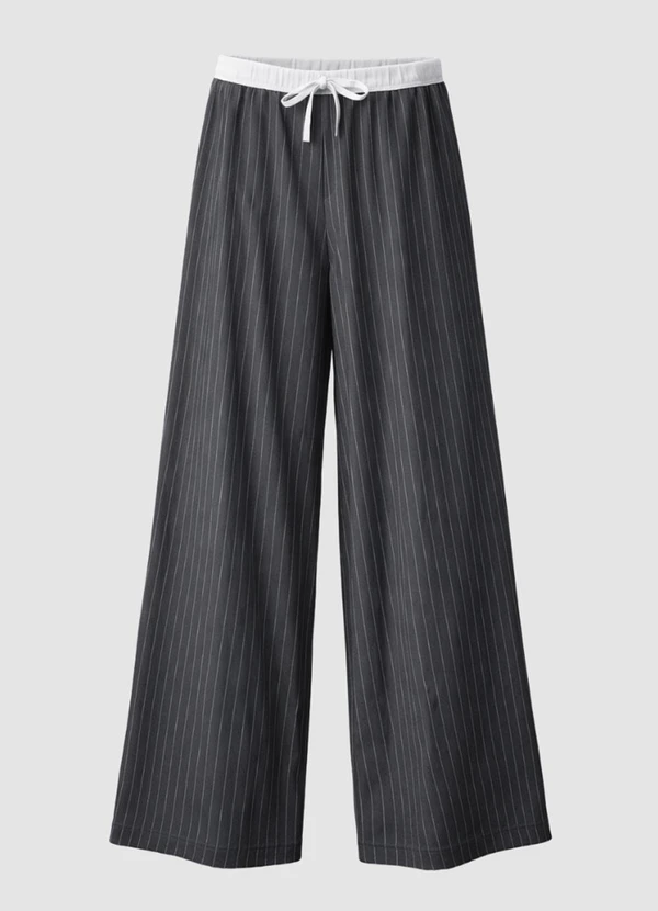 Yends Fashion - Calça Wide Risca de Giz Cós Cueca Cinza 6