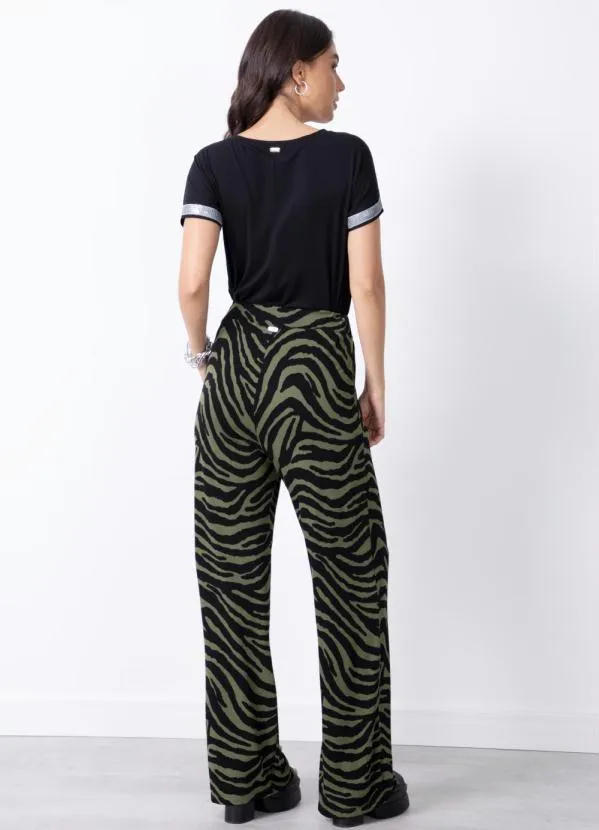Quintess - Calça Zebra Verde com Franzidos 3