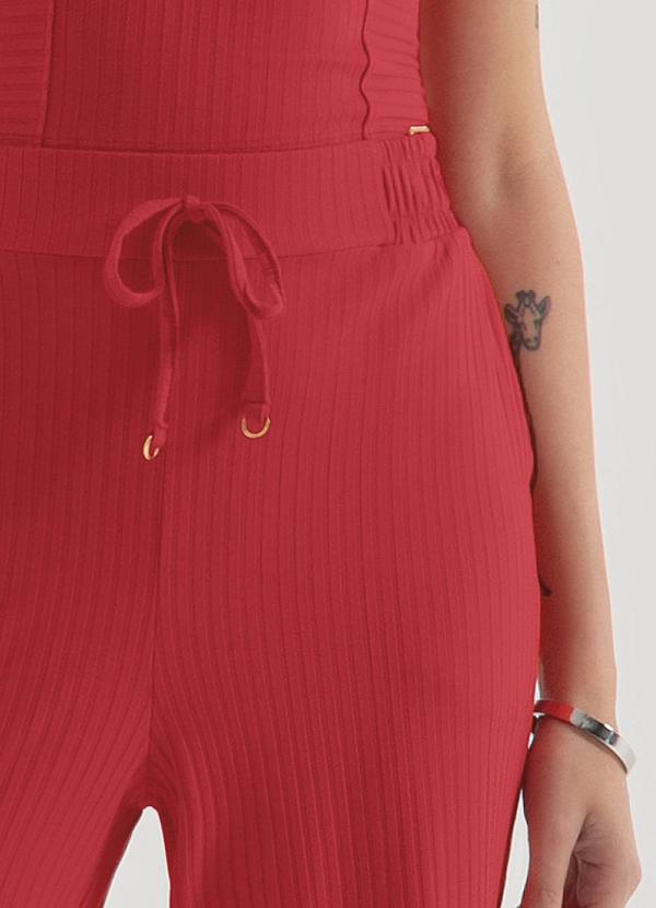 Cativa - Pantalona Canelada com Bolso Vermelho 3