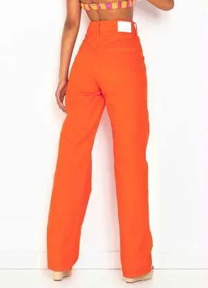 Colcci - Wide Leg de Sarja Laranja - COLCCI