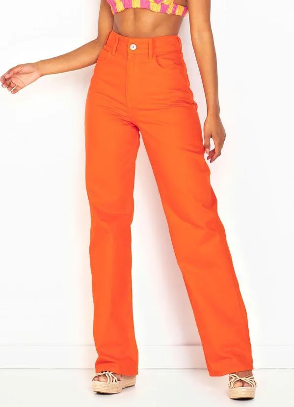 Colcci - Wide Leg de Sarja Laranja