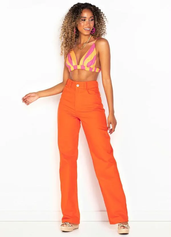 Colcci - Wide Leg de Sarja Laranja 3