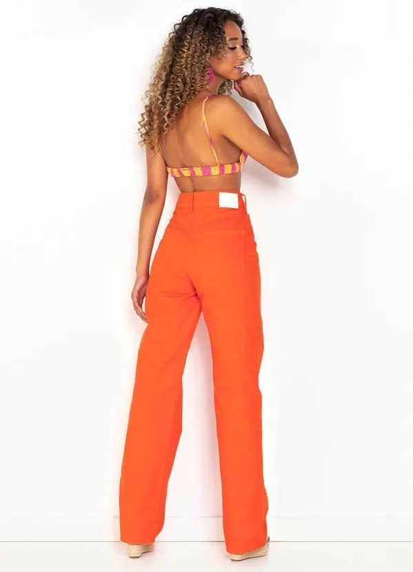 Colcci - Wide Leg de Sarja Laranja 4