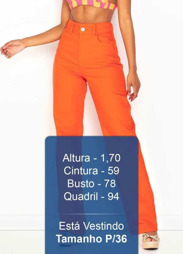 Colcci - Wide Leg de Sarja Laranja 5