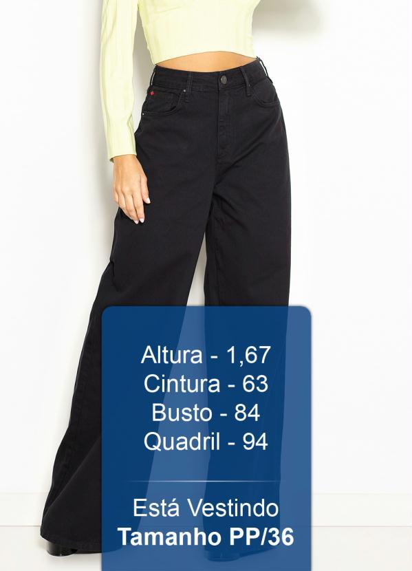 Forum - Wide Leg de Sarja Preta 5