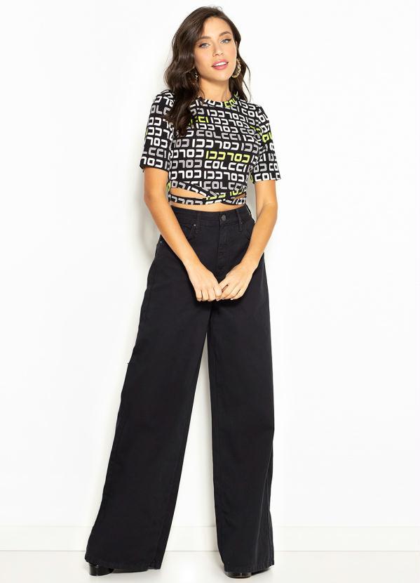 Forum - Wide Leg de Sarja Preta 9