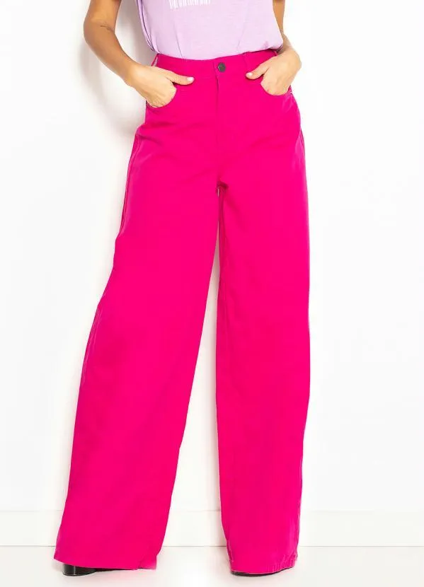 Forum - Wide Leg de Sarja Rosa