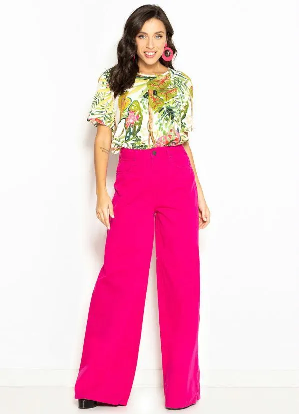 Forum - Wide Leg de Sarja Rosa 9